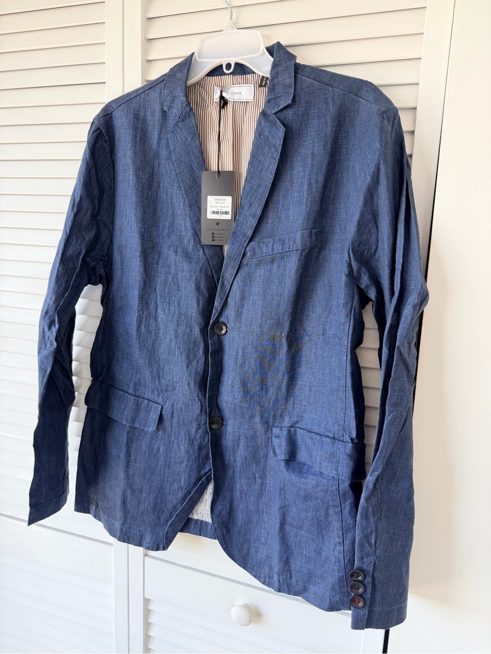 Five Four Linen Navy Blue Men's Blazer